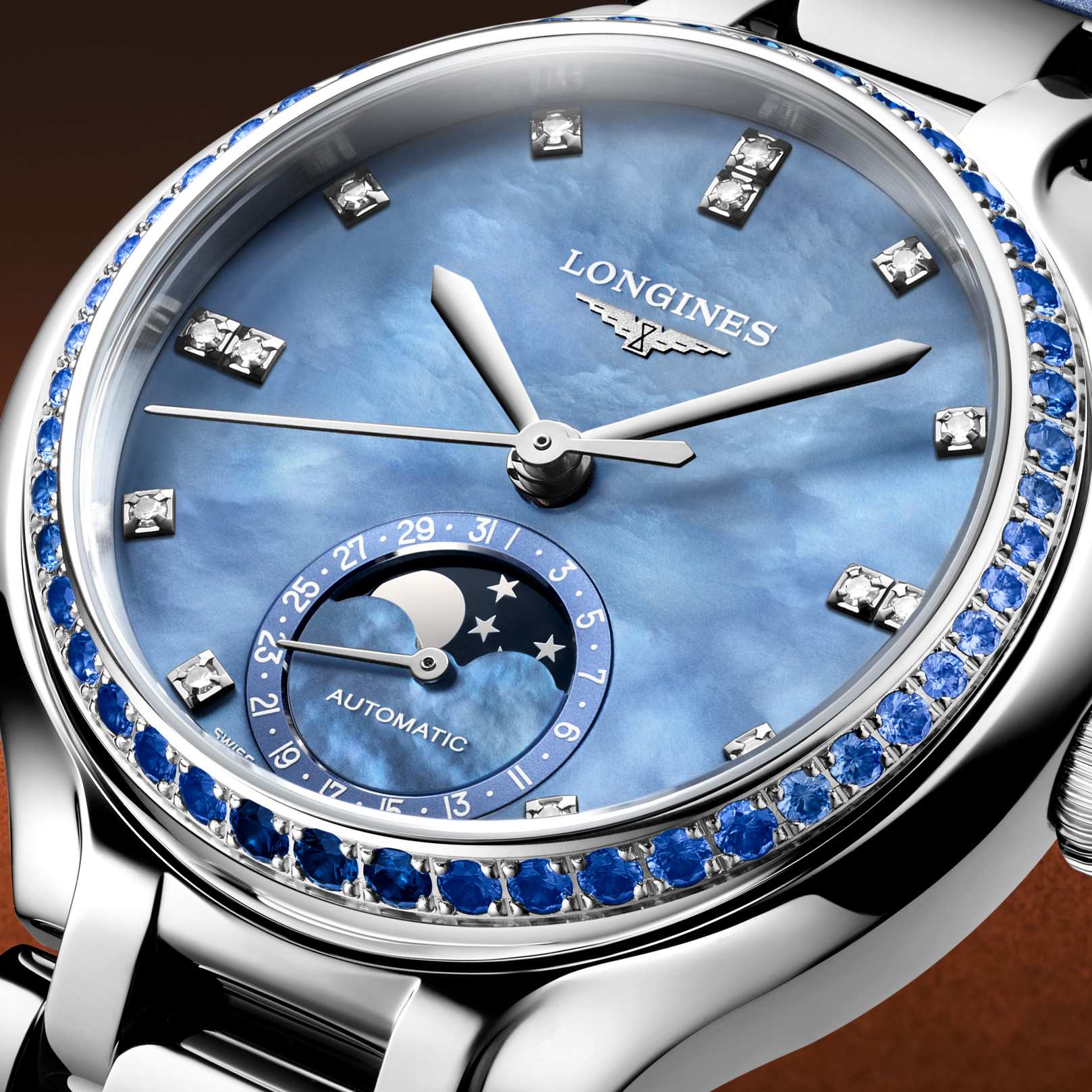 ロンジン プリマルナのムーンフェイズ クローズアップ